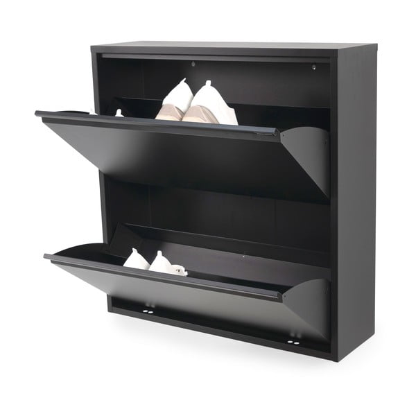 Черна метална накланяща се стойка за обувки 75x77,5x22,5 cm Billy – Spinder Design-image-2