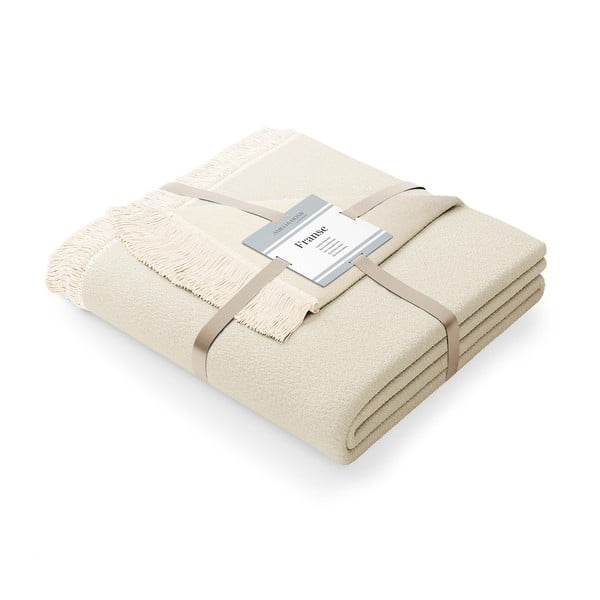 Светлобежово одеяло със смес от памук , 150 x 200 cm Franse - AmeliaHome-image-2