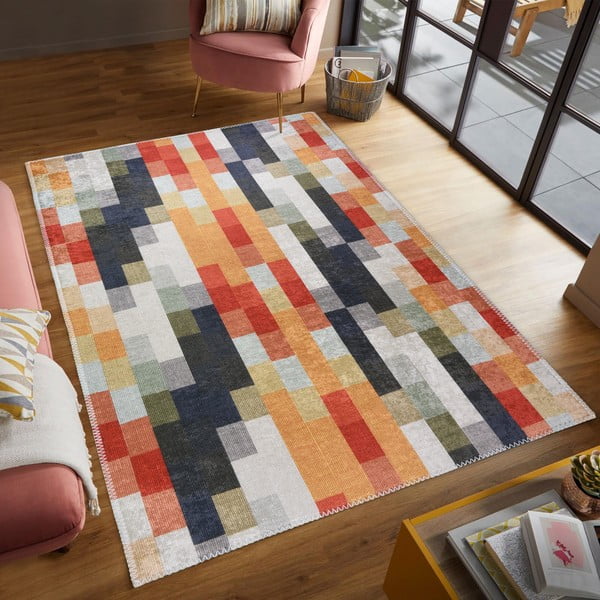 Оранжево-сив килим подходящ за пране 160x230 cm Blocks of Fun – Vitaus-image-1