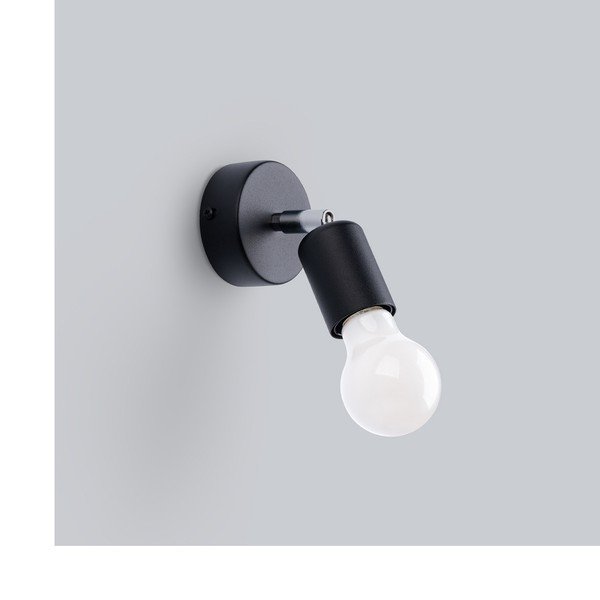 Черна стенна лампа ø 6 cm Brando - Sollux-image-4