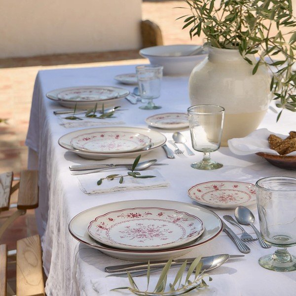 Червена/бяла десертна глинена чиния ø 17 cm Vila – Costa Nova-image-3