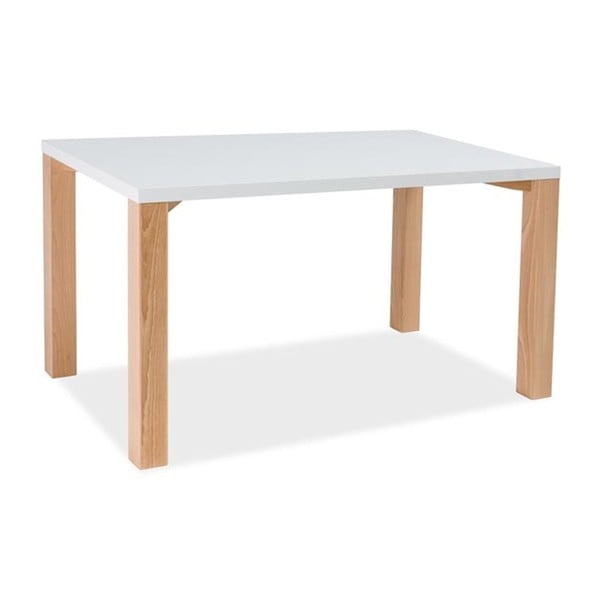 Jídelní stůl s bílou deskou a nohama z bukového dřeva Signal Egon, délka 120 cm