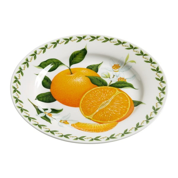 Talířek z kostního porcelánu Maxwell & Williams Orchard Fruits Orange, ⌀ 20 cm