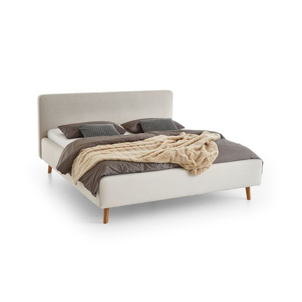 Кремаво двойно легло 180x200 cm тапицирано без ламелно дъно Mattis – Meise Möbel-image-2