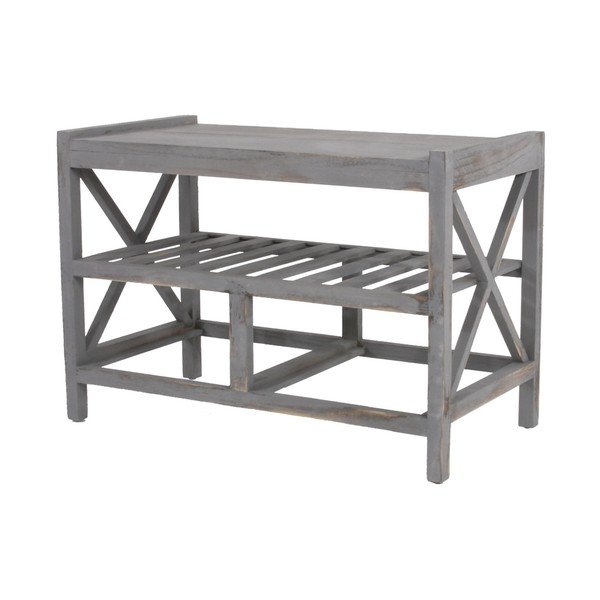 Šedý botník s lavicí Mendler Shabby-image-2