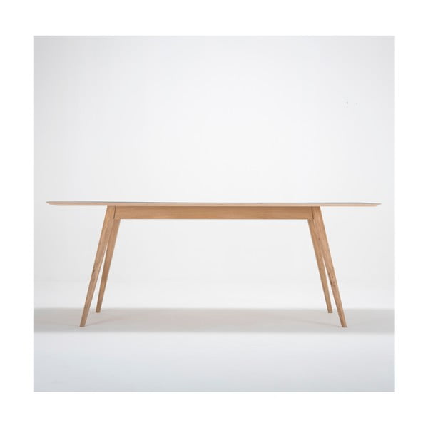 Jídelní stůl z masivního dubového dřeva s tmavě modrou deskou Gazzda Linn, 200 x 90 cm-image-4