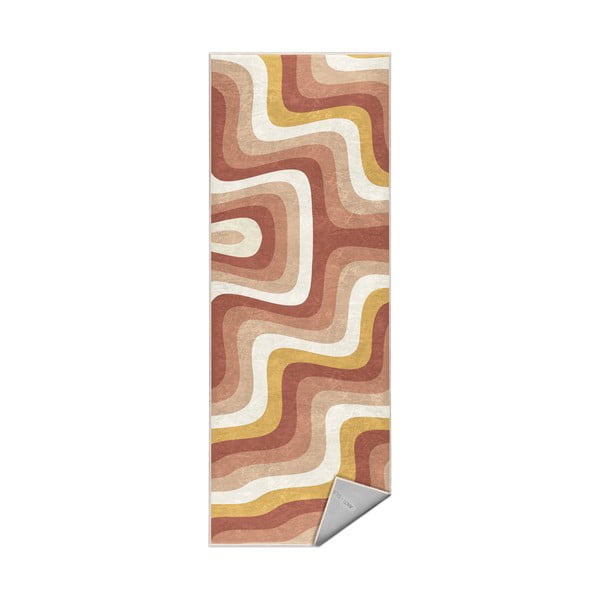 Пътека подходяща за пране в цвят жълта охра и сиво-розово 60x230 cm Creamy Strawberry Swirl – Mila Home