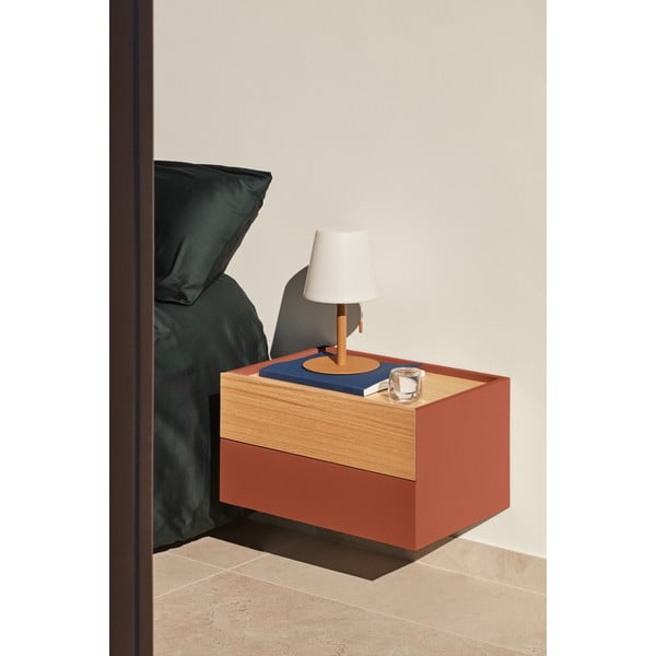 Нощно шкафче в тухлено естествен цвят в дъбов декор Otto - Teulat-image-1