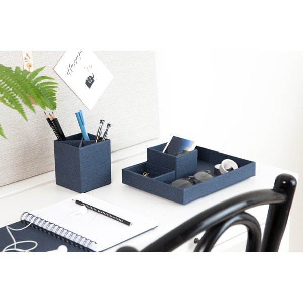 Тъмносин органайзер за бюро от 4 части Lena - Bigso Box of Sweden-image-2