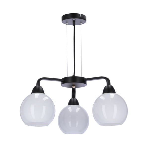 Черно-бяла висяща лампа със стъклен абажур ø 16 cm Caldera - Candellux Lighting