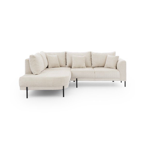 Бежов шенилов ъглов диван (ляв ъгъл/L форма) Mauris  – Ropez