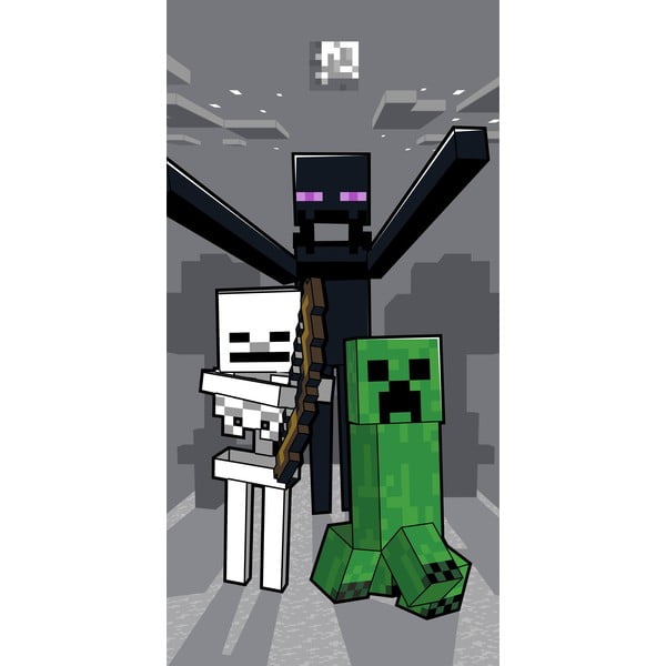 Сива памучна детска кърпа 70x140 cm Minecraft "Mob Attack" – Jerry Fabrics
