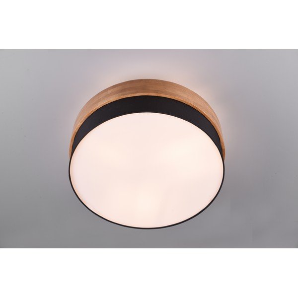 Черно и естествено осветително тяло за таван с текстилен абажур Seasons – Trio-image-1