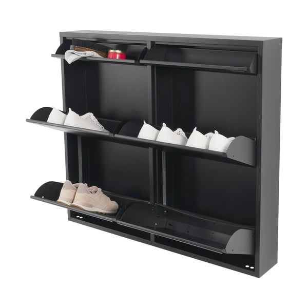 Черна метална накланяща се стойка за обувки 98x86x15 cm Billy – Spinder Design-image-2