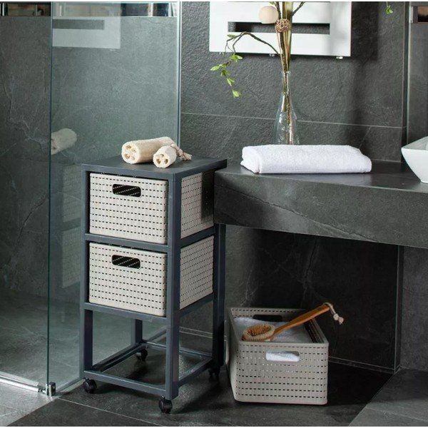 Сив пластмасов рафт за баня 32,5x71 cm Country – Rotho-image-1