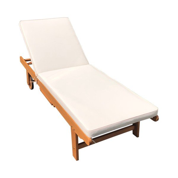 Градински шезлонг от масивно дърво в естествен и кремав цвят San Diego – Garden Pleasure-image-2
