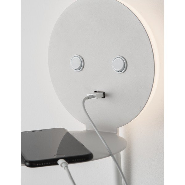 Бяла алуминиева LED стенна лампа с огъваща се структура/с USB порт Eclip – Nova Luce-image-1