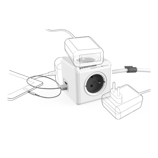 Извод за контакт 13 cm PowerCube Extended USB – Cubenest-image-2