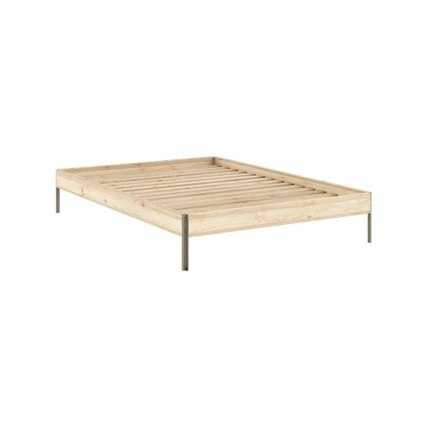 Двойно легло 180x200 cm от масивен бор без табла с включена подматрачна рамка в естествен цвят Core – Karup Design