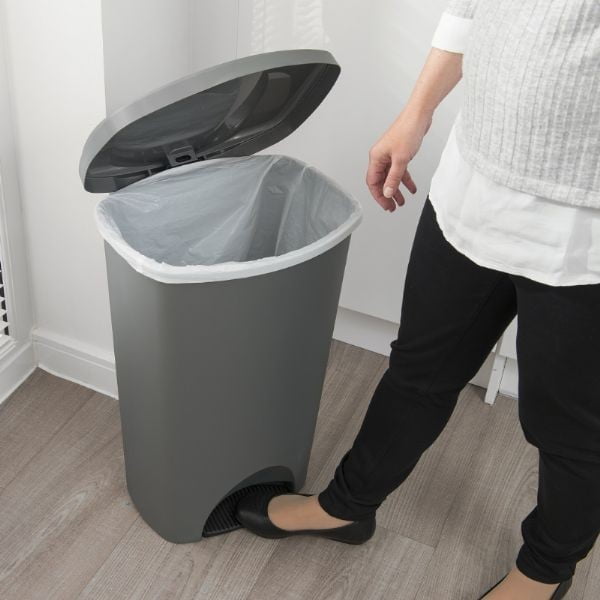 Сива кофа за боклук с педали и капак , 41 x 33 x 62,5 cm - Addis-image-2