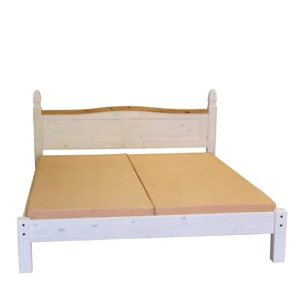 Bílá postel z borovicového dřeva SOB Mexiko, 180 x 200 cm