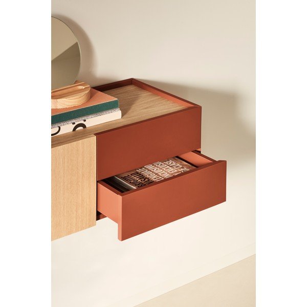 Нисък скрин в цвят тухла и естествен дъб 110x23 cm Otto - Teulat-image-1