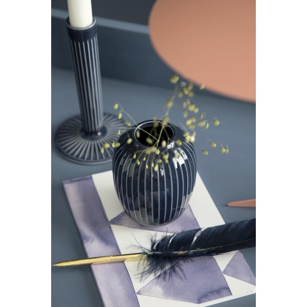 Тъмносиня ваза от керамика Hammershoi, ⌀ 8,5 cm Hammershøi - Kähler Design-image-1