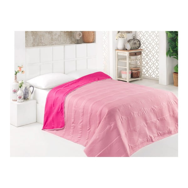 Розова двустранна покривка за легло от микрофибър, 200 x 220 cm - Kate Louise