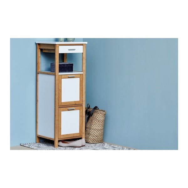 Бамбуков шкаф за баня с 2 рафта и място за съхранение Finja - Wenko-image-4