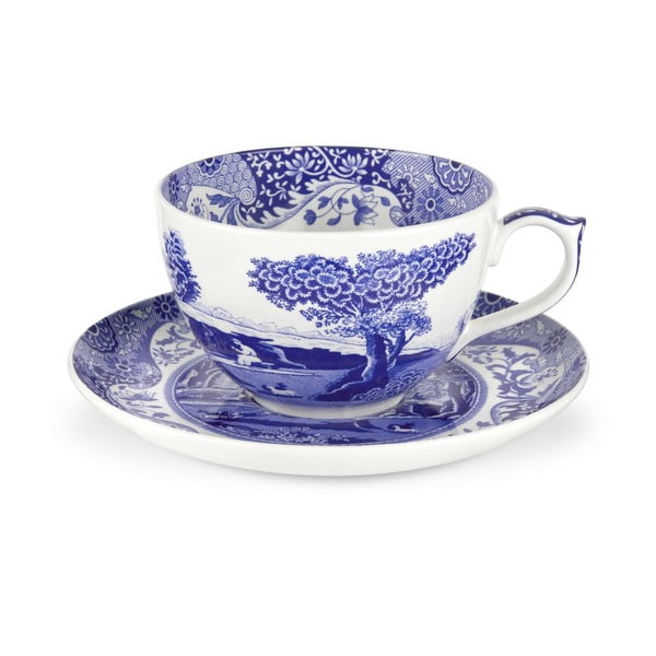 Бяло-синя порцеланова чаша с чинийка Blue Italian, 560 ml - Spode