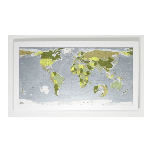 Zelená magnetická mapa světa The Future Mapping Company Colour Map, 130 x 72 cm