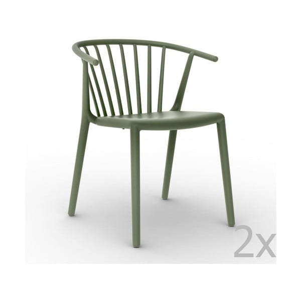 Sada 2 zelených zahradních židlí Resol Woody