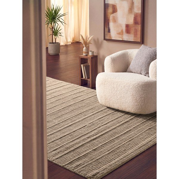 Бежов ръчно изработен вълнен килим 80x150 cm Camden Parker – Ted Baker-image-1