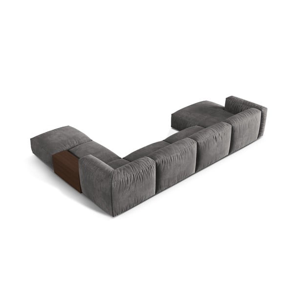 Сив кадифен модулен ъглов диван (десен ъгъл/U форма) Martina – Micadoni -image-2