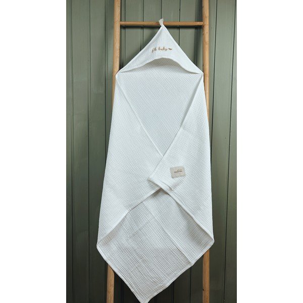 Бяла муселинова детска хавлия с качулка 85x85 cm Muslin – Malomi Kids-image-4