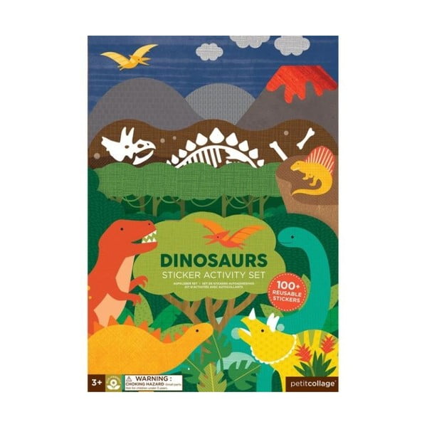 Сгъваема дъска със стикери с динозаври за многократна употреба - Petit collage
