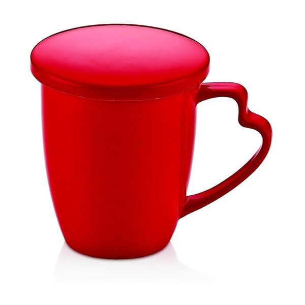Червена порцеланова чаша с капак Kirmizi Kapakli Kupa - Unknown