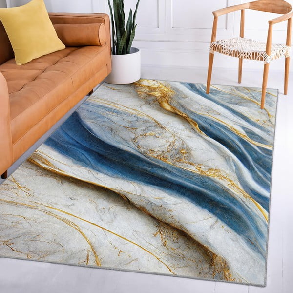 Син килим подходящ за пране 80x150 cm Golden Spill – Mila Home-image-3