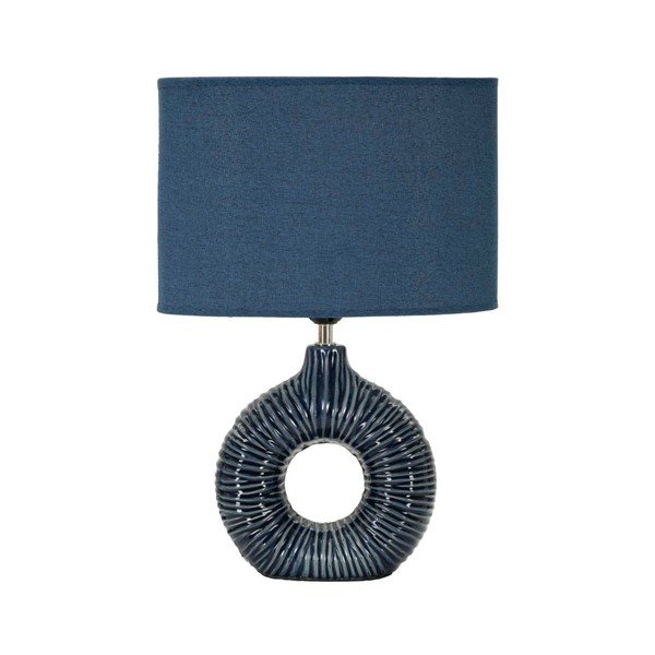 Синя керамична настолна лампа с текстилен абажур (височина 43 cm) Seta – Mauro Ferretti