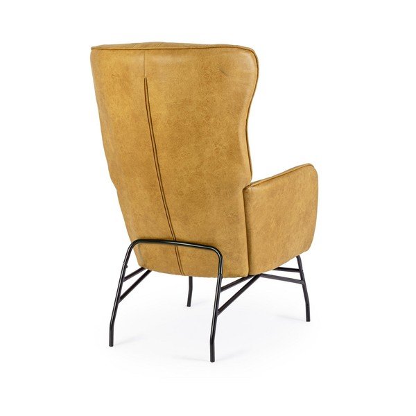 Кресло от изкуствена кожа в цвят горчица Nasira – Bizzotto-image-4