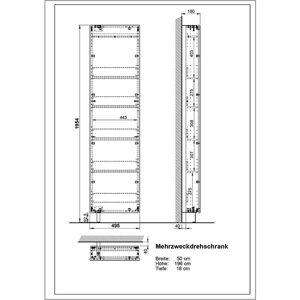Антрацитен шкаф за коридор 50x195x18 cm Rotary – Germania-image-4