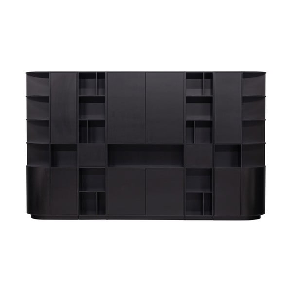 Черна модулна библиотека от масивен бор 346x210 cm Finca – WOOOD