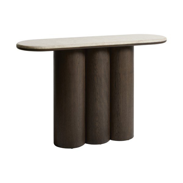 Конзолна маса с мраморна плоча в тъмно естествен цвят 38x120 cm Piazze – Unique Furniture