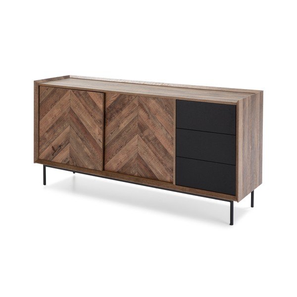 Комод с чекмеджета в дъб и черен декор Utah - Marckeric-image-3