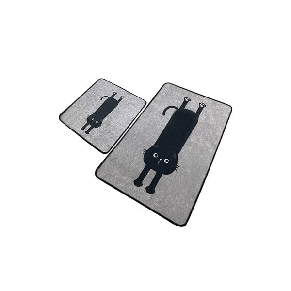 Черни-сиви килими за баня в комплект от 2 бр. 60x100 cm Comfort – Foutastic-image-4