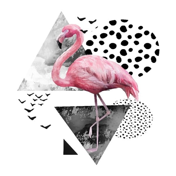 Картина върху стъкло Graphico Flamingo, 50 x 50 cm - 3D Art