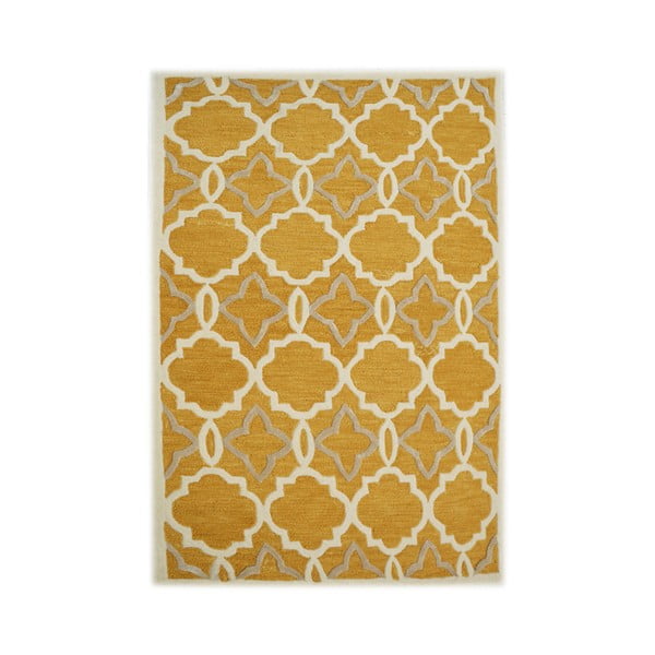 Жълт ръчно тъфтинг килим Ретро, 153 x 244 cm - Bakero