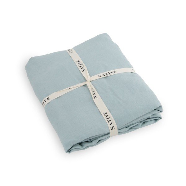 Светлосиньо единично  ленено спално бельо 135x200 cm Aqua – Native Natural-image-3