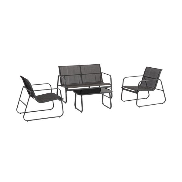 Антрацитен стоманен градински комплект за отдих за 4 Gonzalo – Bizzotto-image-1