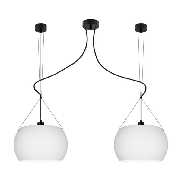 Бяла матова двойна висяща лампа с черен кабел Momo - Sotto Luce